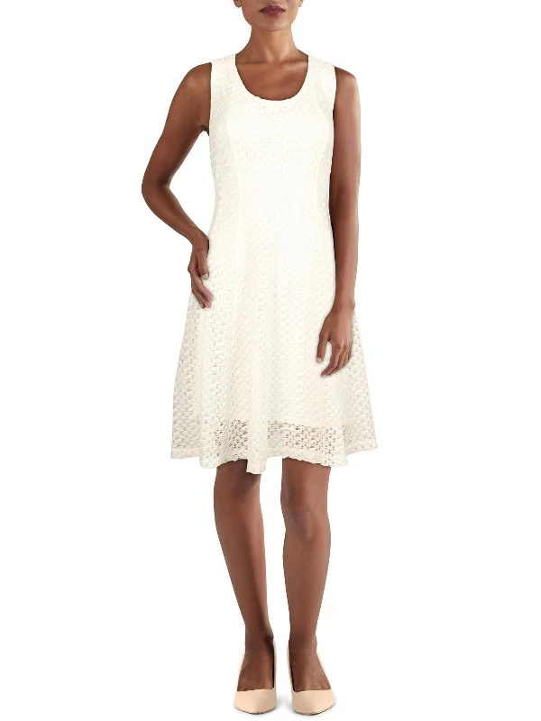 Explore What'S New Petites Womens Lace Sleeveless Fit & Flare Dress Chic Sophistication