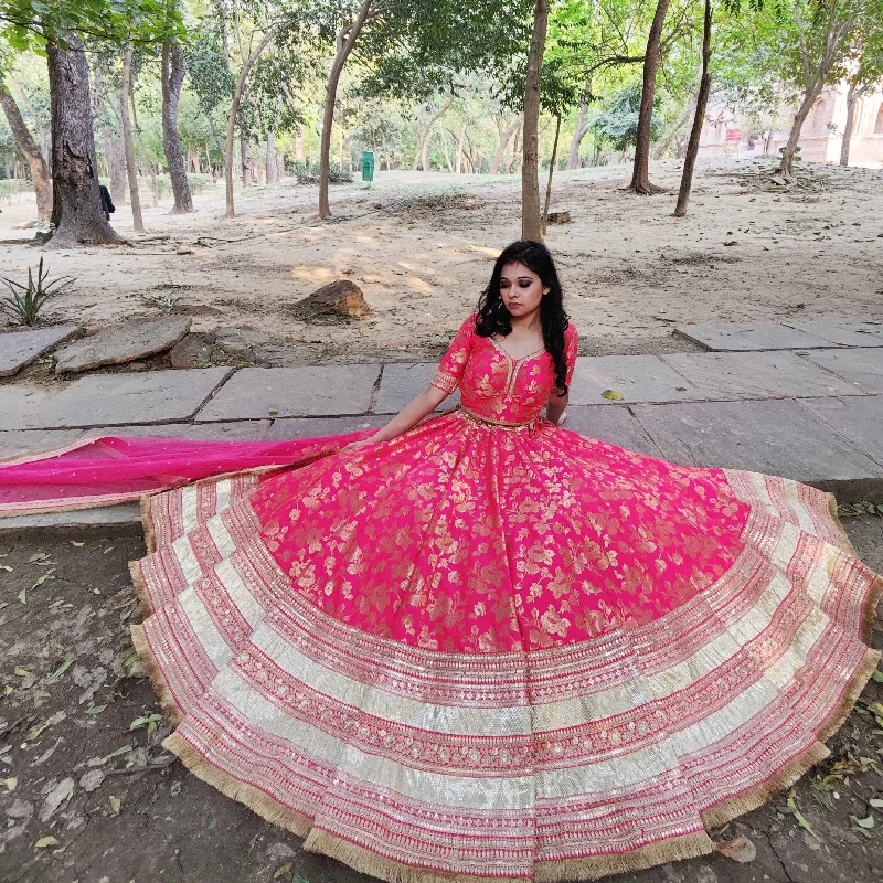 Fashionista Favorites Mashaka Bridal Pink Lehenga - Rent Graceful Cut