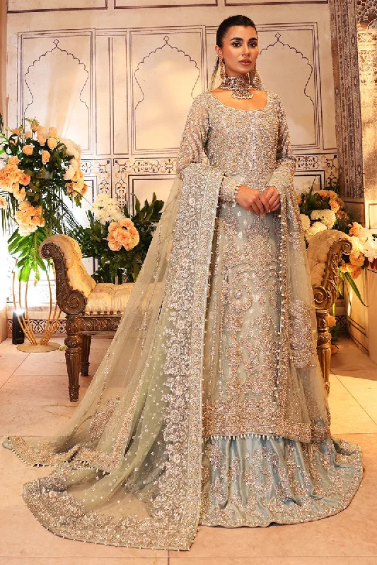 Daily Deals Pakistani Bridal Gown with Blue Lehenga Dupatta Dress Classic Timeless Elegant Style