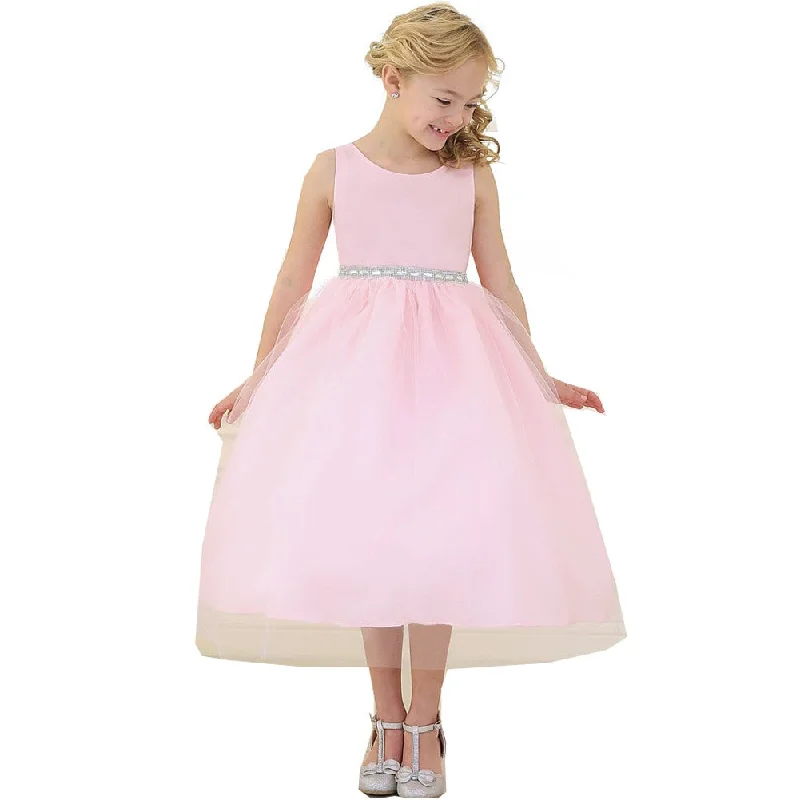 Clearance Sale, All Cheap Big Girls Pink Rhinestone Tulle Junior Bridesmaid Dress 8-12 Summer Fashion