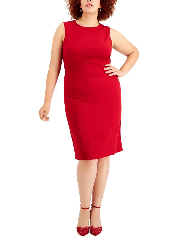 Hot Sale Plus Womens Sleevelesss Knee-Length Sheath Dress Luxe Layering