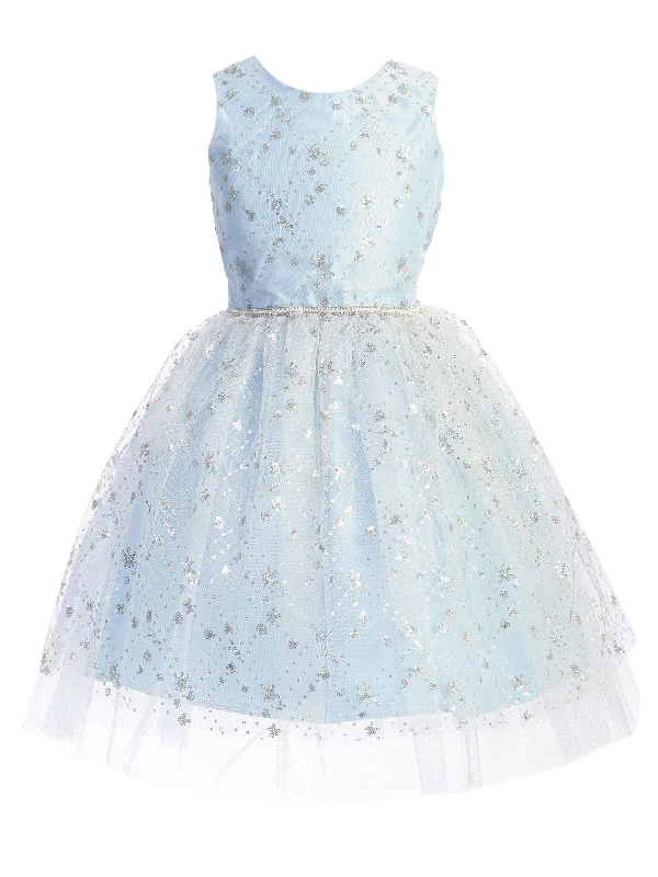 Seasonal Style Discounts Big Girls Light Blue Diamond Sequin Crystal Tulle Junior Bridesmaid Dress 7-12 Charming Silhouette