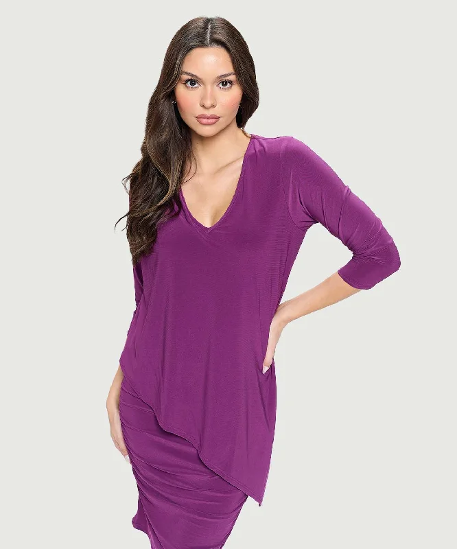 Limited Time Offer Long Sleeve V Neck Jersey Dress | Orchid, Burgundy Boho - Chic Festival - Ready Style