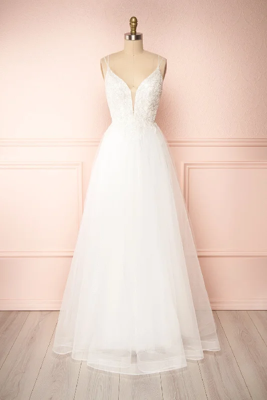 Chic Trend Collection Eugeny | Beaded A-Line Bridal Dress Rustic Countryside Charm Look