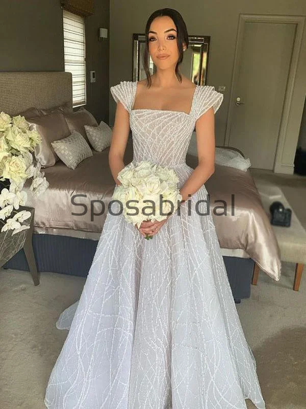 Latest Fashion A-line Unique Dream Simple Vintage Wedding Dresses, Ball Gown WD0484 Elegant Contour