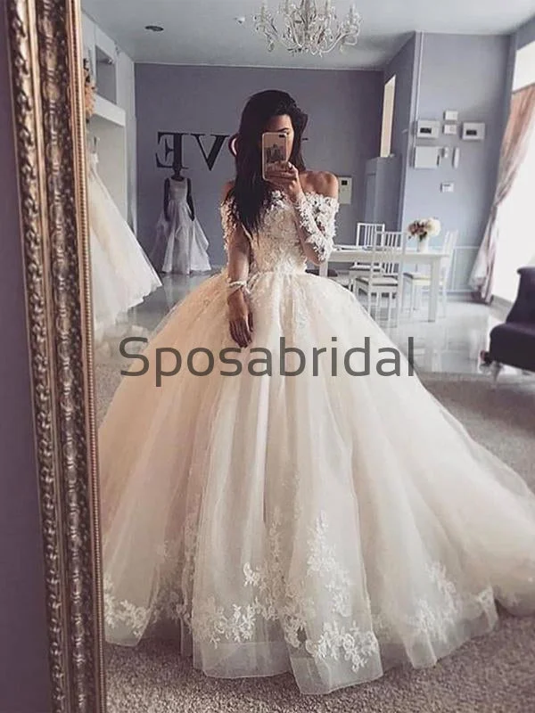 Huge Markdowns A-line Off the Shoulder Modest Lace Princess Wedding Dresses  WD0403 Luxury Style