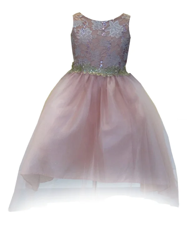 New Styles Just In Big Girls Mauve Sequin Bodice Hi Low Junior Bridesmaid Dress 8-16 Disco - Inspired Retro Dance Look