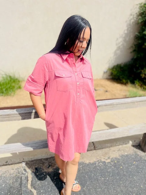 Unbeatable Prices Dusty Rose Shirt Dress Effortless Style