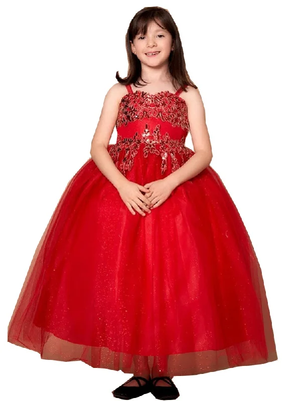 Exclusive Discounts Big Girls Red Embroidered Sweetheart Neckline Junior Bridesmaid Dress 8-16 Vintage Retro Party Wear