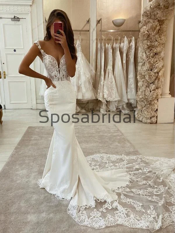 Limited Time Charming Mermaid Unique Lace Vintage Long Modest Wedding Dresses WD0429 Contemporary Elegance