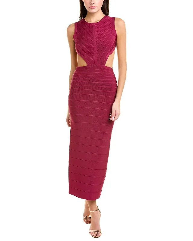 Sophisticated Fashion Herve Leger Cutout Back Gown Feminine Elegance