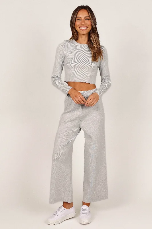 Casual Chic Ayers Long Sleeve Set - Grey Classic Appeal