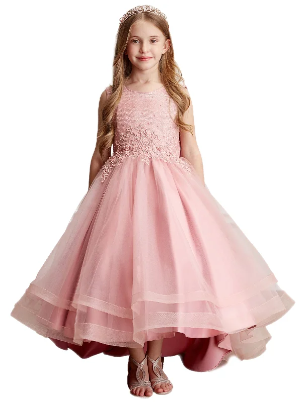 Best Sellers Big Girls Mauve Pearl Rhinestone Lace Tail Skirt Junior Bridesmaid Dress 8-16 Tropical Island - Inspired Attire