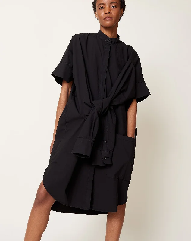 Daily Deals Fold Shirt Dress in Black Urban Sophistication