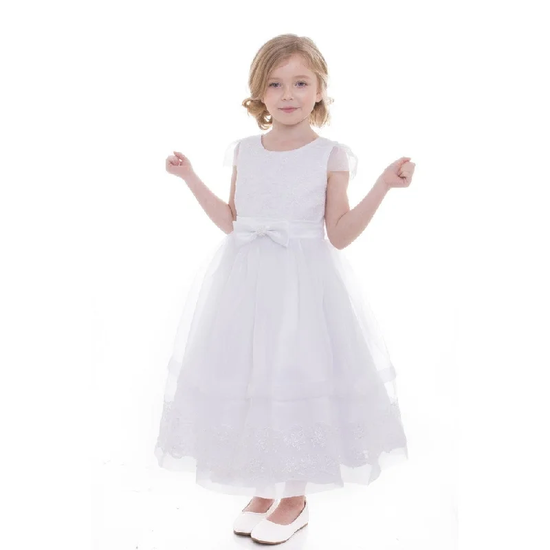 Fresh Styles, Fresh Deals Big Girls White Lace Organza Grace Junior Bridesmaid Dress 8-16 Effortless Sophistication