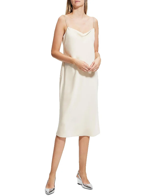 Romantic Fashion Discounts Womens Satin Midi Slip Dress Seasonal Trend