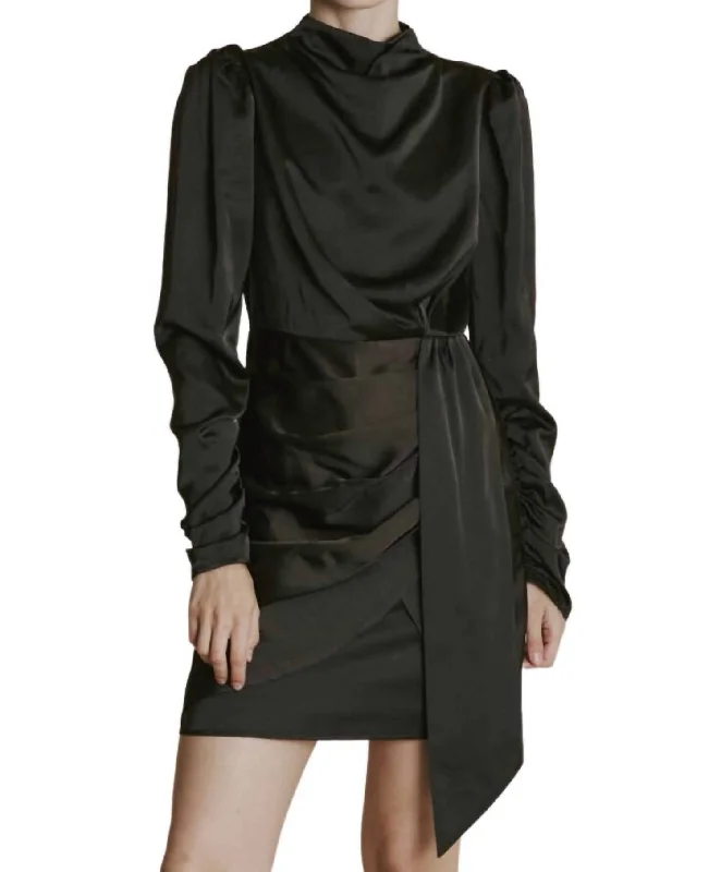 New Season Fashion Preview Sale Satin Mini Dress In Black Polished Finish