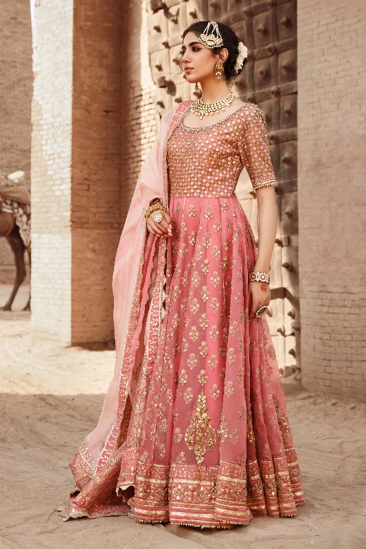 Seize Bargains Pink Pakistani Bridal Dress in Pishwas Frock Style Everyday Glamour