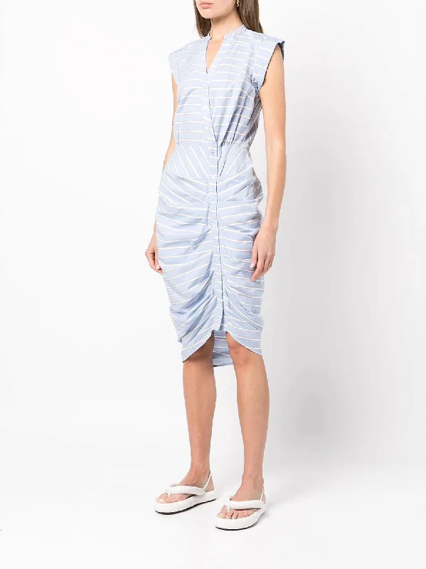 Swimwear Summer Blowout Ruched Shirt Dress In Blue/white Formal Outfit