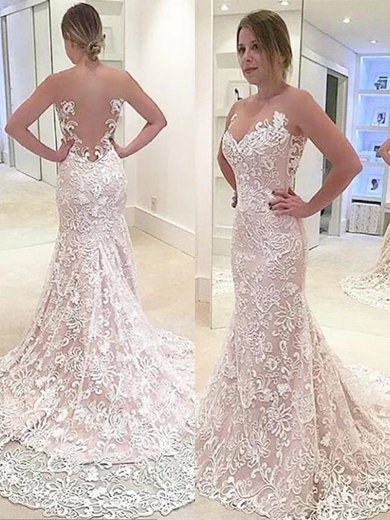 Premium Style Offers Mermaid Lace Sleeveless Sweetheart Sweep/Brush Train Prom Dresses     cg22717 Feminine Grace