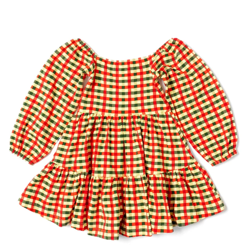 Vintage-Inspired Style Offers The Long Sleeve Juliet Dress in Cheery Check Feminine Grace