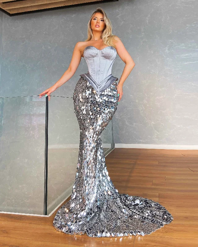 Chic & Modern Sales Sleeveless Sequin Mermaid Dress Graceful Movement