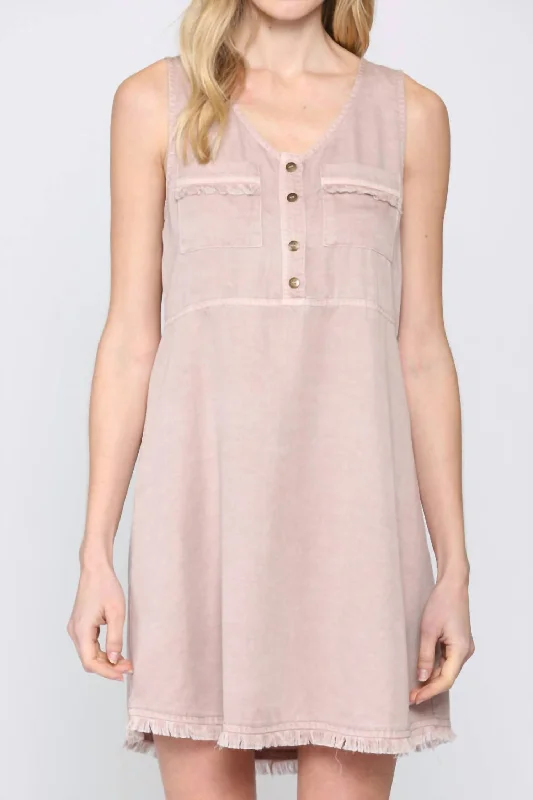 Bid Farewell To The Old Season Washed Sleeveless Tencel Dress In Washed Rose Everyday Glamour