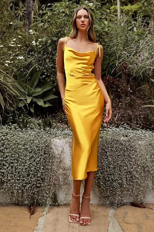 You'Ll Love Us Because Ciara Midi Dress - Yellow Elegant Details