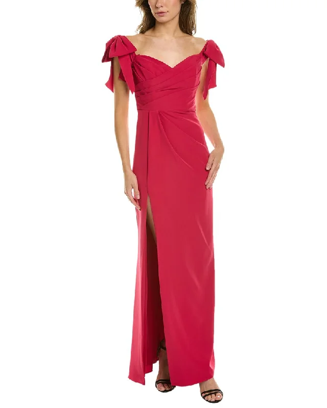 On-Trend Fashion Offers Marchesa Notte Pleated Column Gown Coastal Beach - Inspired Style