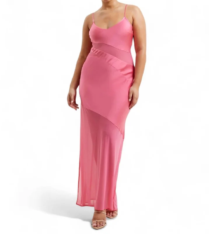 Affordable Trendy Fashion Inu Satin Strappy Dress In Camellia Rose Luxe Layering