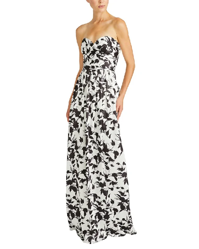 Flash Sales ML Monique Lhuillier Livia Satin Maxi Dress Soft Textures