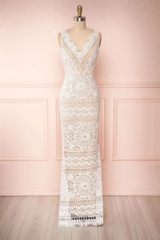 Style Redefined Nyura Ivory | Lace Bridal Dress Big Savings on Minimalist Office Styles