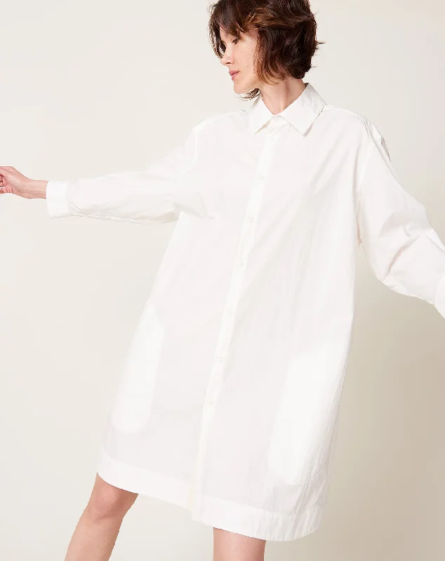 Best Deals Of The Season Riley Shirt Dress in White Elegant Details