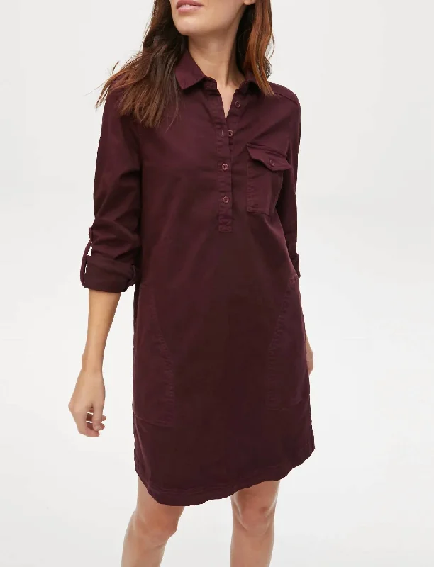 Retro Style Promotions Eleanor Linen Shirt Dress In Plum Graceful Cut