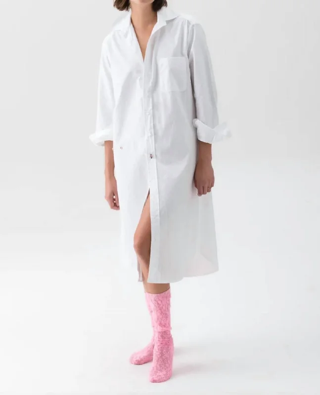 Casual Chic The Midi Shirt Dress In Optic White Coastal Beach - Inspired Style