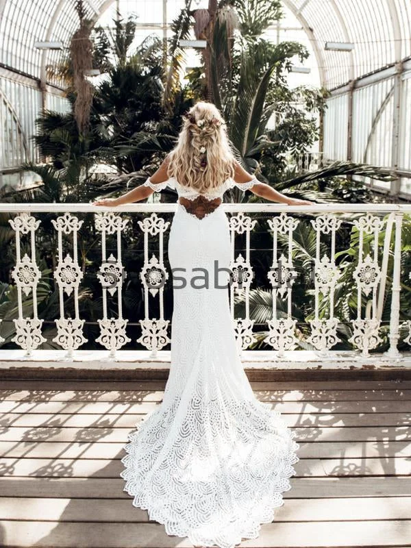 Sophisticated Style Offers A-line Full Lace Off the Shoulder Beach Vintage Wedding Dresses WD0473 Grab Romantic Date - Night Styles Now