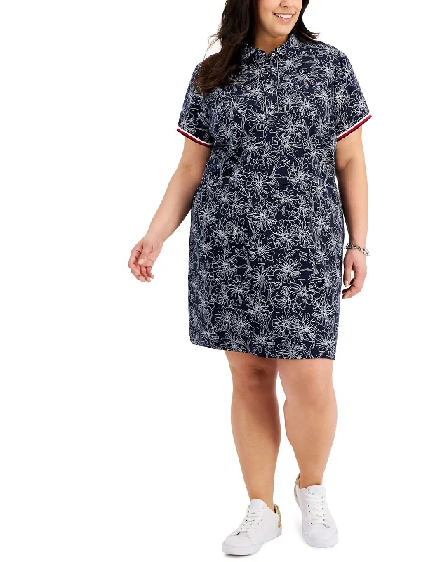 Daring Fashion Promotions Plus Womens Printed Knee-Length T-Shirt Dress Seasonal Trend