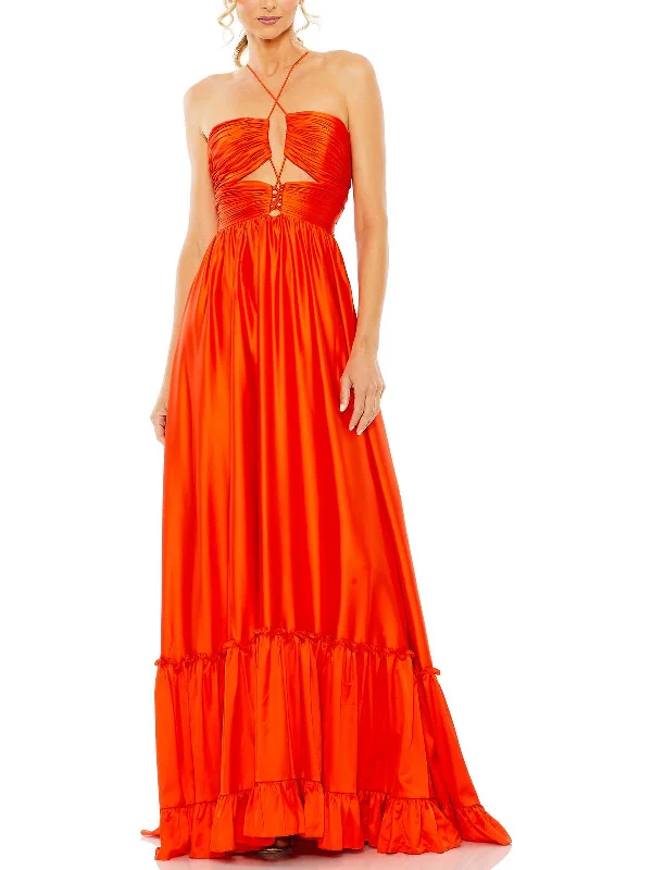 Everyday Elegance Sale Womens Satin Ruched Evening Dress Classic Charm