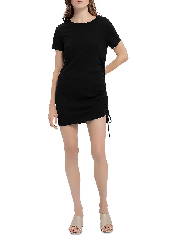 Trendy Pulse Womens Crewneck Mini T-Shirt Dress Dreamy Draping