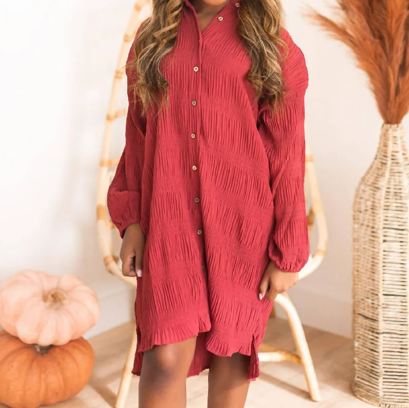 Limited Stock, Big Discounts No Limits Shirt Dress In Rosewood Feminine Elegance