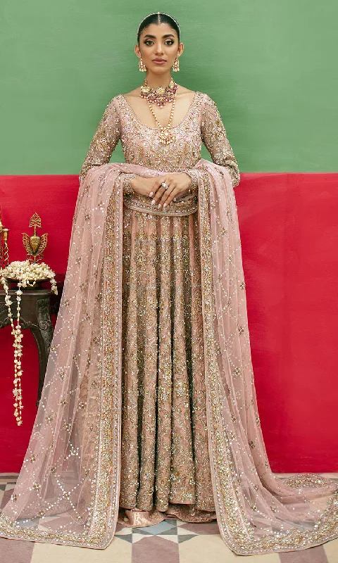 Shop Sale Items Soft Pink Pakistani Bridal Dress in Pishwas Frock Style Luxury Comfort