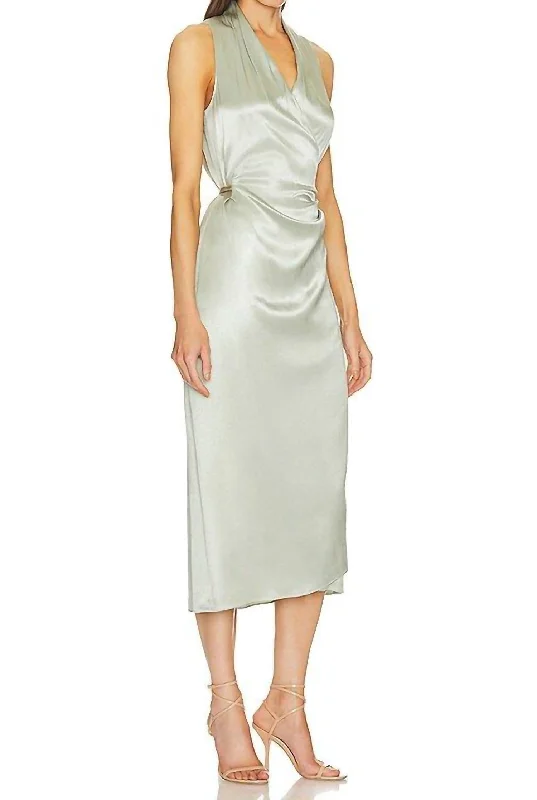 Seasonal Trends Sleeveless Wrap Dress In Glass Luxury Comfort