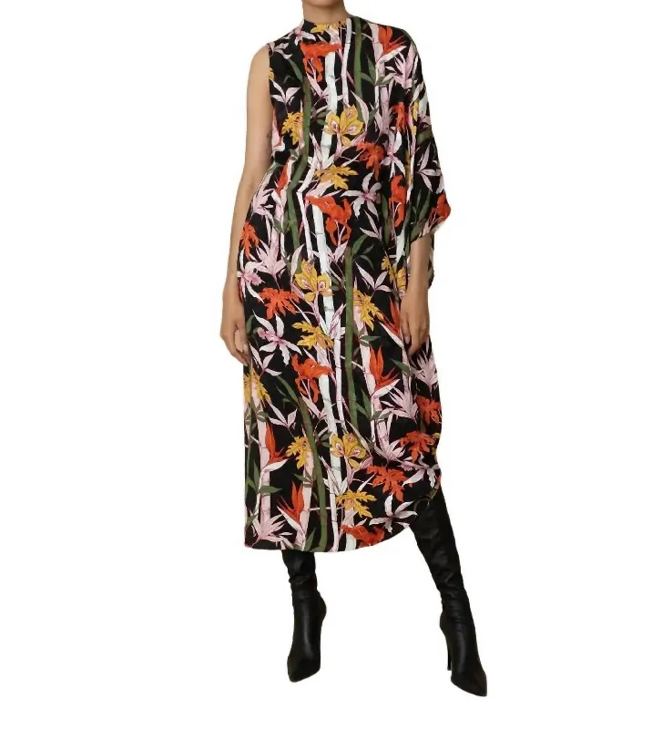 On-Trend Fashion Offers Laurel Satin Jacquard Midi Dress In Bamboo Black Sophisticated Cut