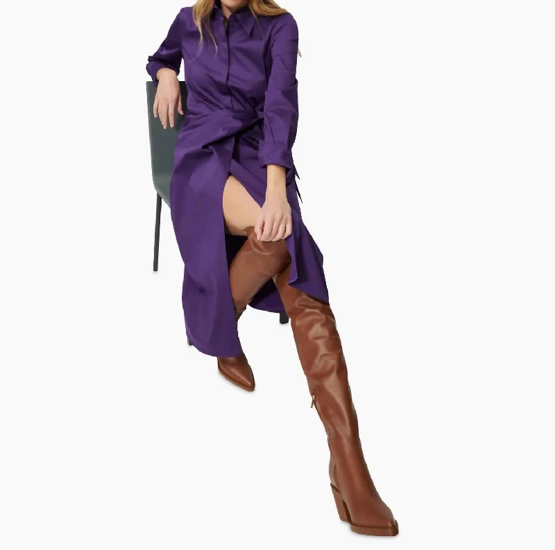 Final Sale Shirt Dress Side Tie In Purple Summer Fashion