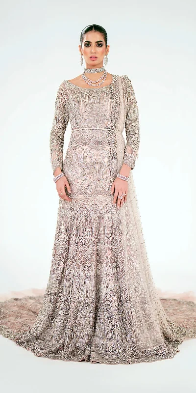 Fresh Fashion Discounts Powder Pink Pakistani Bridal Dress in Royal Gown Style Today Only