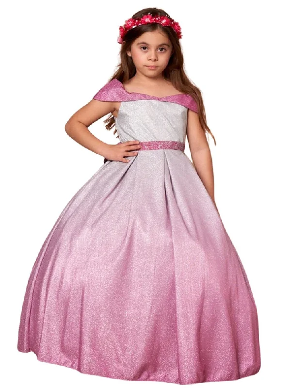 Edgy Fashion Deals Big Girls Blush Silver Two Tones Gradation Metallic Junior Bridesmaid Dress 8-12 Romantic Date - Night Ensemble