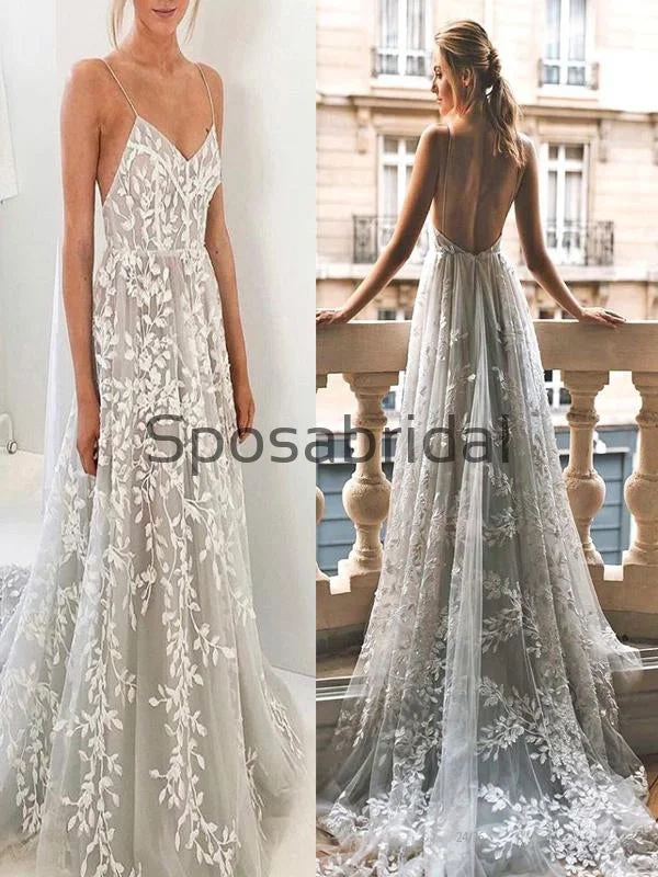 Dive Into Trendy Styles A-line Unique Lace Spaghetti Straps Long Vintage Princess Wedding Dresses WD0366 Fashion-Forward Style