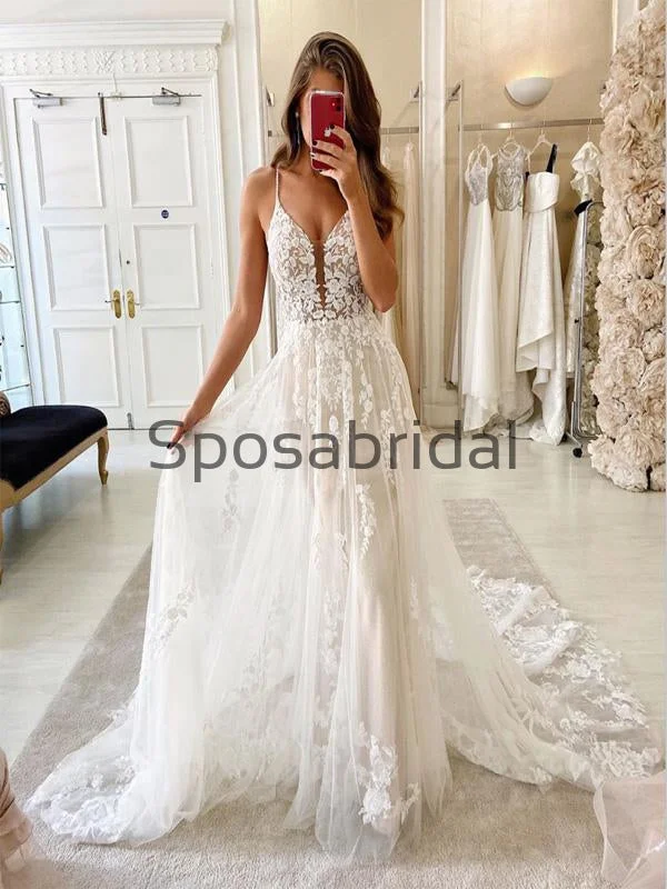 The Latest Fashion Trends A-line Lace Spaghetti Straps Vintage Elegant Wedding Dresses, Prom Dresses WD0368 Elevated Style