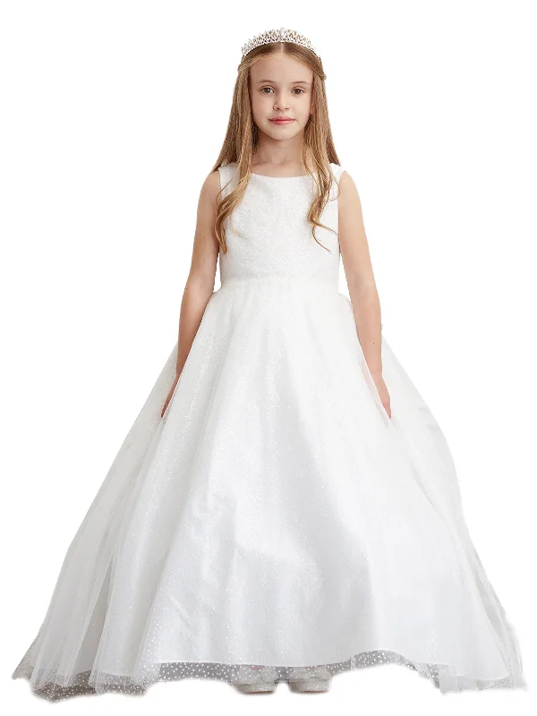 Stylish Statements Big Girls White Sparkling Glitter Tulle Ombre Junior Bridesmaid Dress 8-12 Bold Patterns