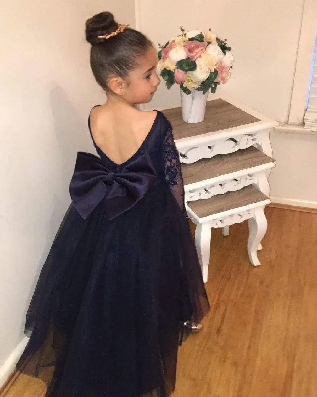 Unleash Your Style Black Little Long Sleeves flower Girl Dresses vestidos de primera comunion Child Party Dress Bold Silhouette